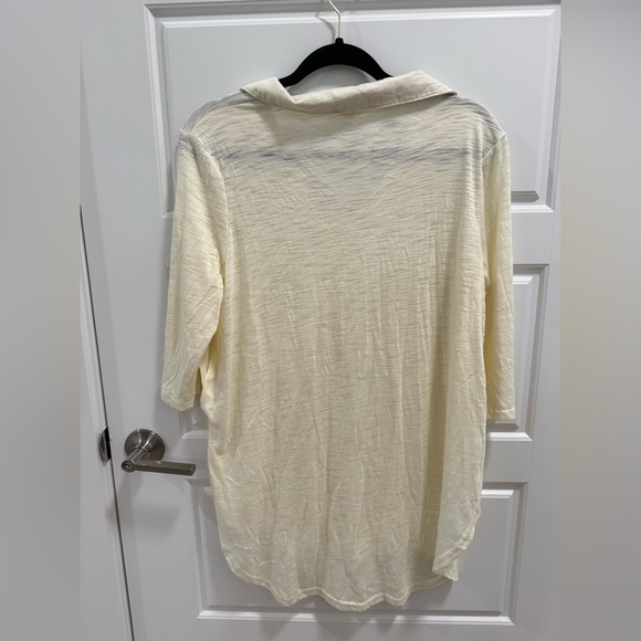 Umgee Cream 3/4 Sleeve Collared Blouse - Picture 3 of 3